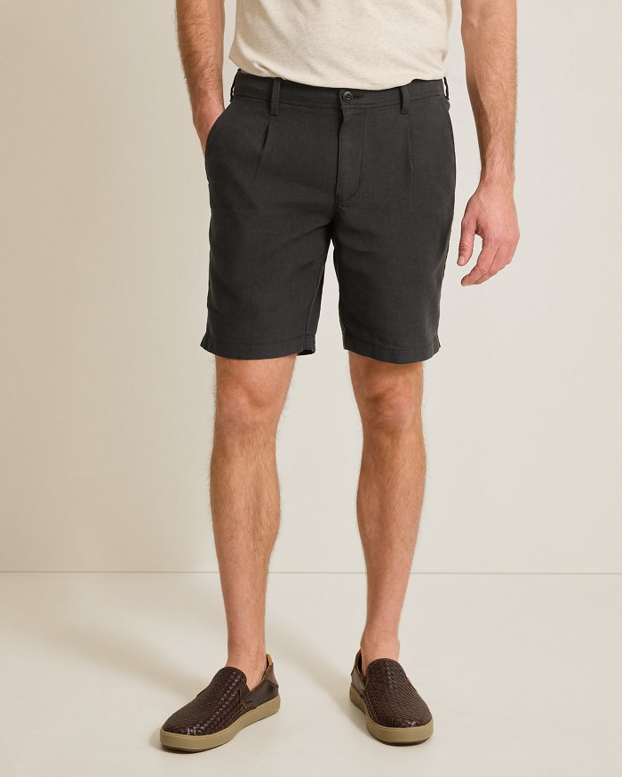 Isla Sands Stripe Stretch-Linen 9-Inch Shorts