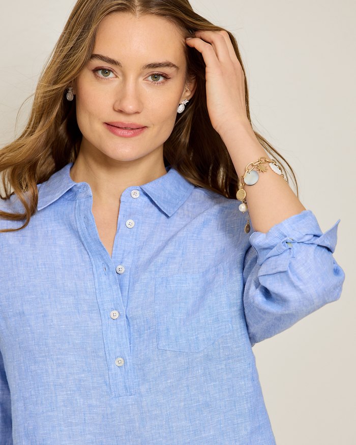 Coastalina Linen Popover Top