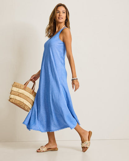 St. Lucia Linen-Blend Bias-Cut Coverup Dress
