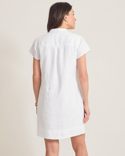 Two Palms Short-Sleeve Linen Collared Dress