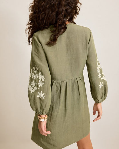St. Lucia Linen-Blend Floral Embroidered Coverup Dress