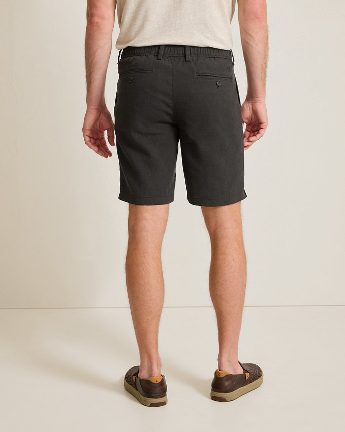 Isla Sands Stripe Stretch-Linen 9-Inch Shorts