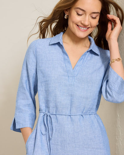 Two Palms 3/4-Sleeve Linen Shift Dress