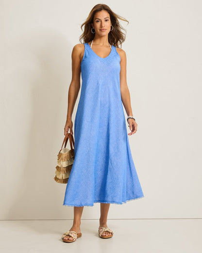 St. Lucia Linen-Blend Bias-Cut Coverup Dress