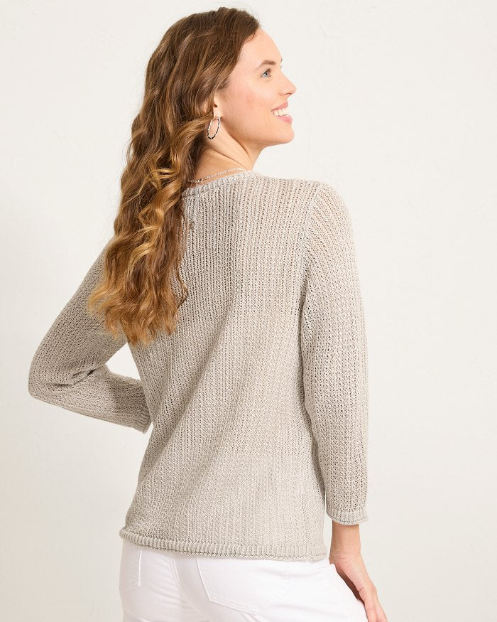 Cedar Linen Scoop-Neck Sweater