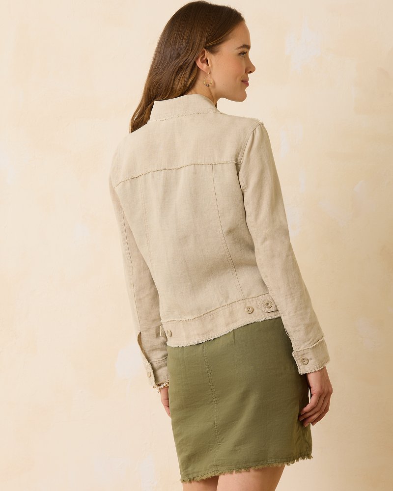 Two Palms Linen Raw-Edge Jacket