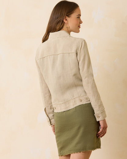 Two Palms Linen Raw-Edge Jacket