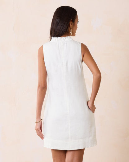Two Palms Double-Ruffle Linen Dress