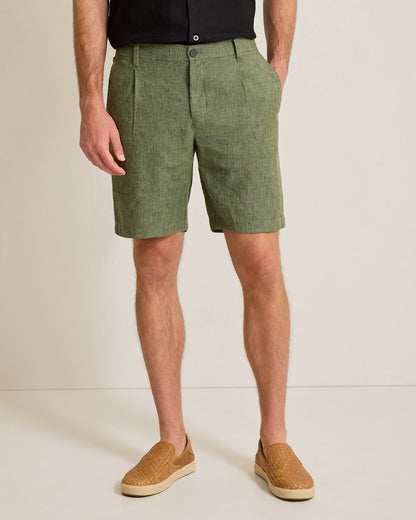 Isla Sands Stripe Stretch-Linen 9-Inch Shorts