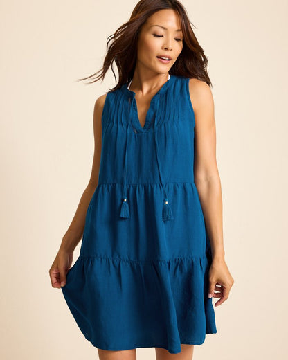 St. Lucia Linen-Blend Tiered Coverup Dress