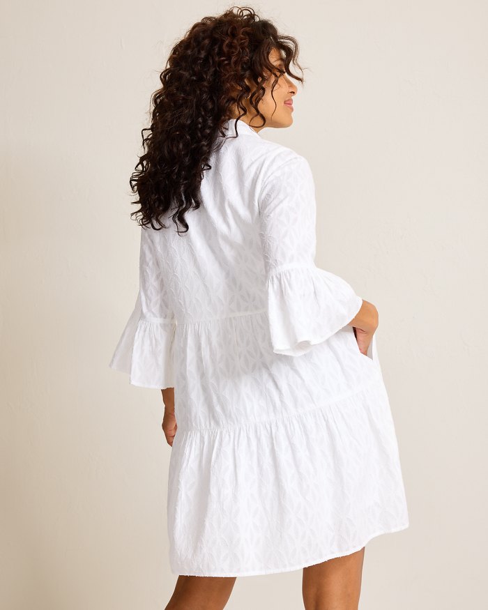 Cotton Clip Jacquard Coverup Shirt Dress