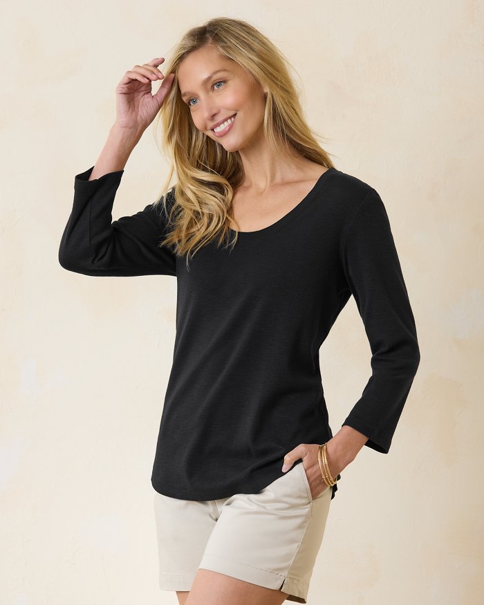 Ashby Isles Scoop-Neck 3/4-Sleeve T-Shirt